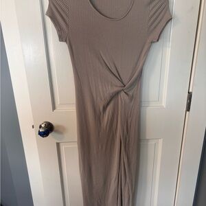 Tahari Tan Ribbed Dress